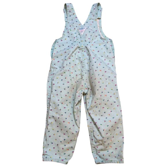 Vintage 90s OshKosh B'Gosh Floral Print Snap Vestbak Overalls USA Size 4T - Picture 2 of 9